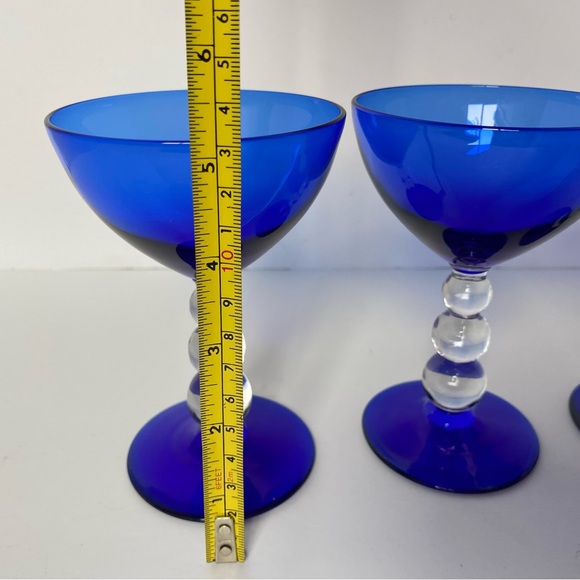 Bryce Brothers Cobalt Blue Aristocrat Wine Glass Sherbet Set of 2 of Ball Stem - Picture 6 of 11